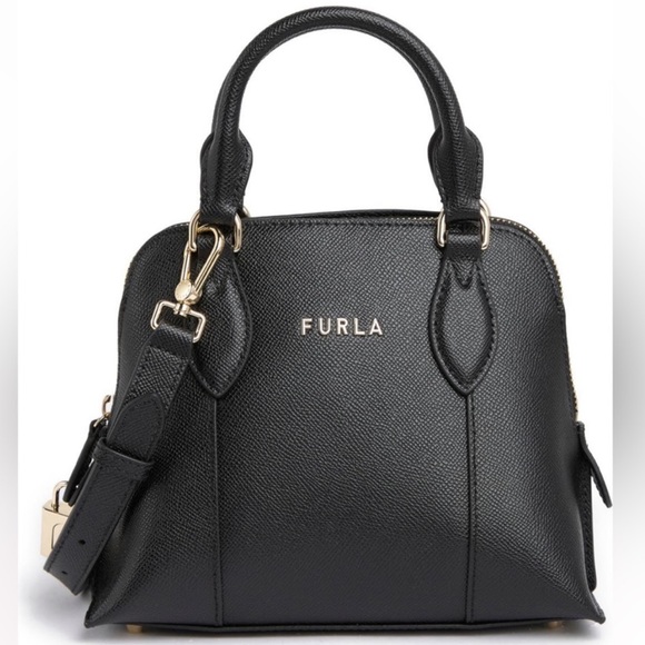 NWT FURLA Vittoria Top Handle Dome Crossbody Bag Black NEW Style WB00539 - Picture 2 of 11